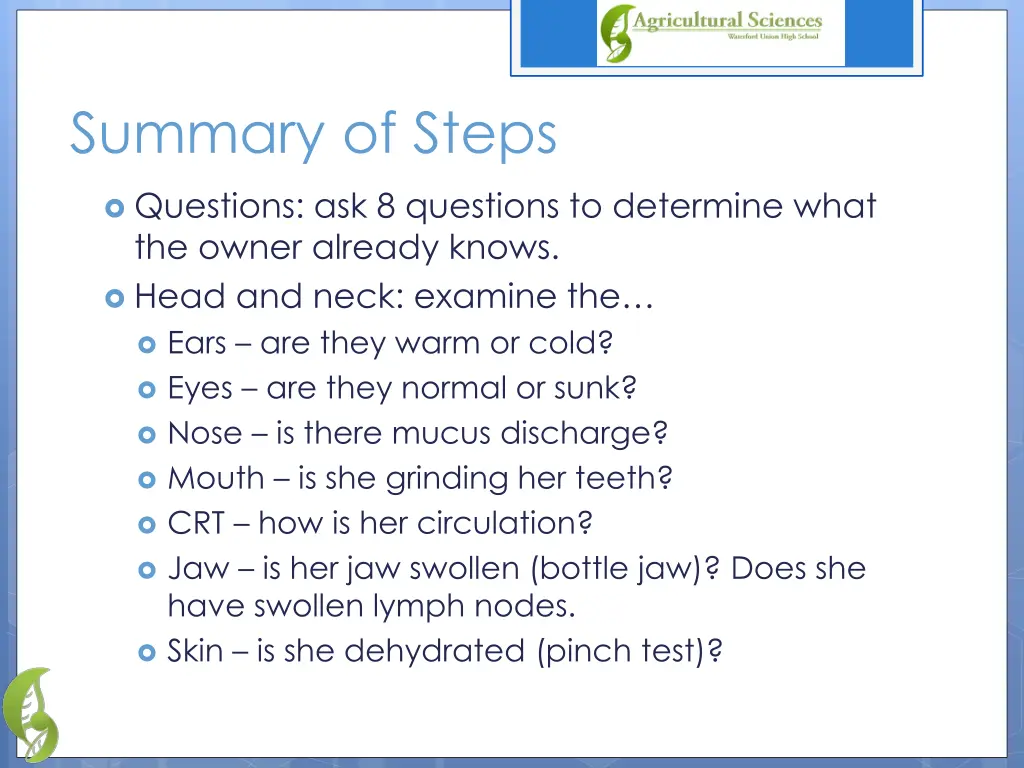 summary of steps