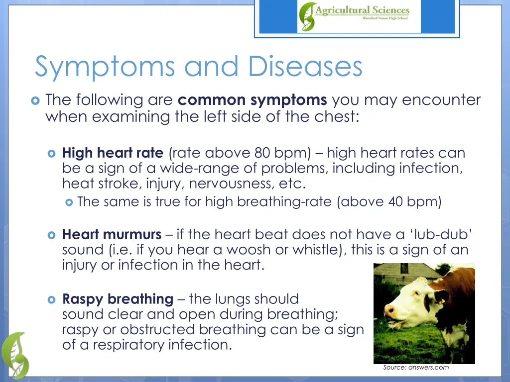symptoms and diseases
