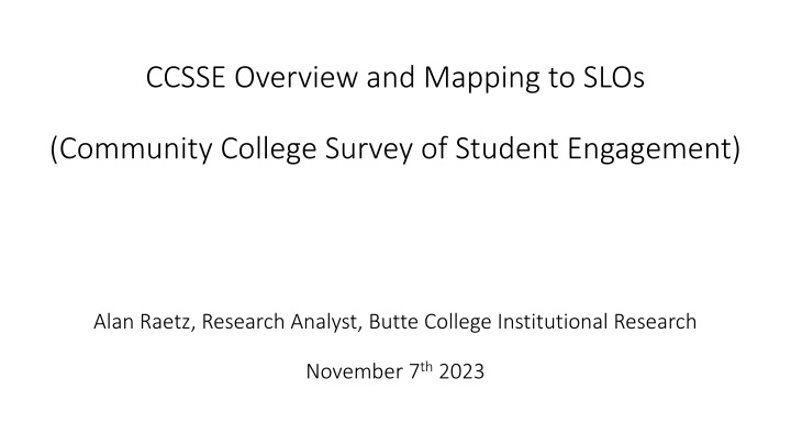 ccsse overview and mapping to slos