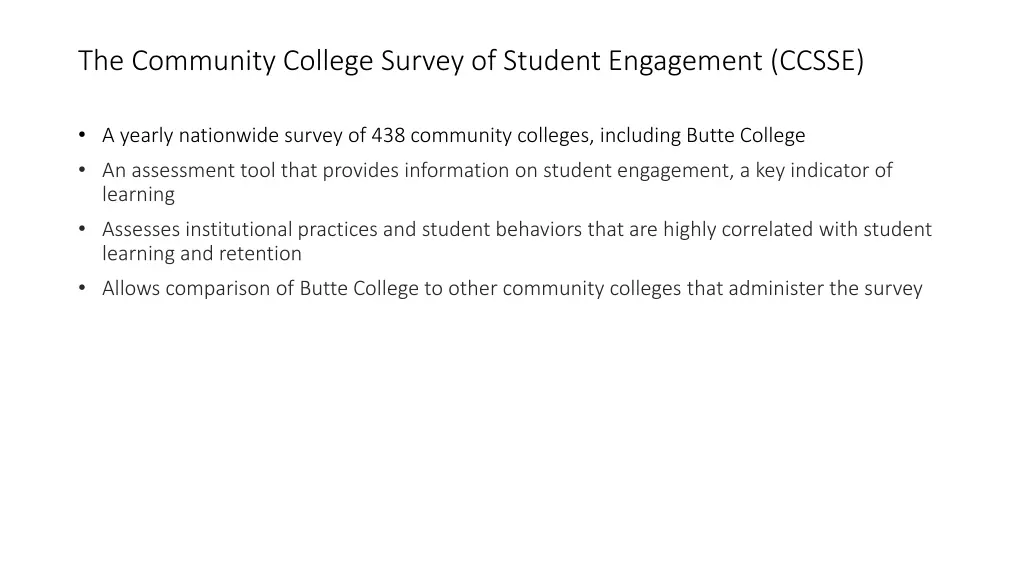 the community college survey of student