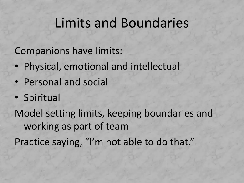 limits and boundaries