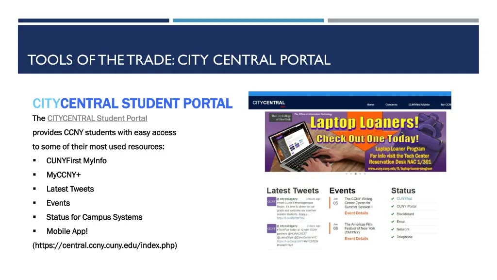 tools of the trade city central portal