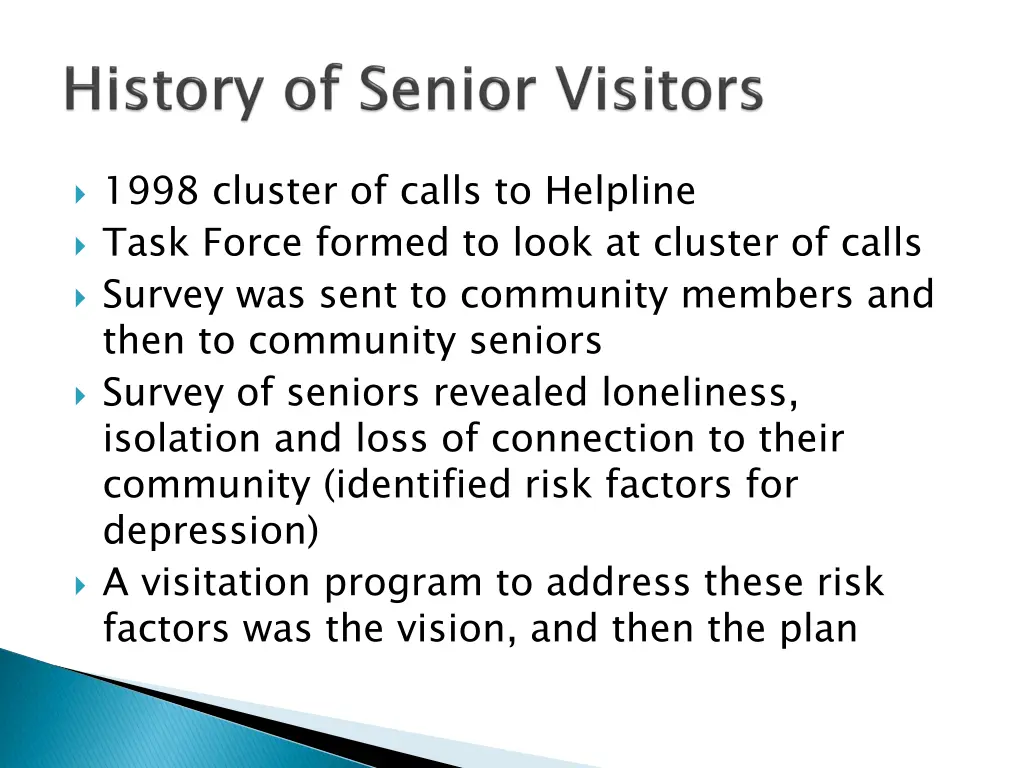 1998 cluster of calls to helpline task force