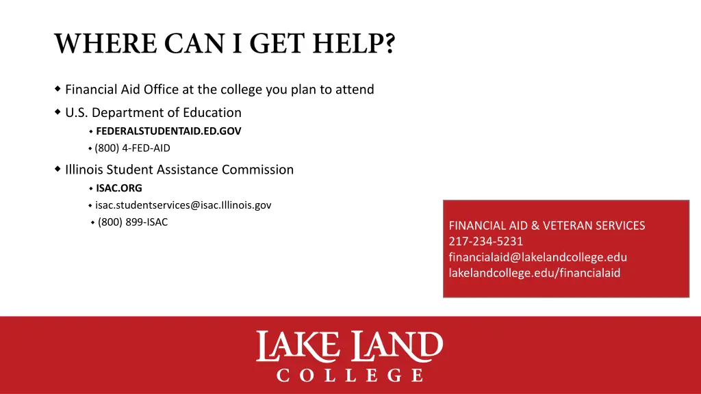 financial aid office at the college you plan