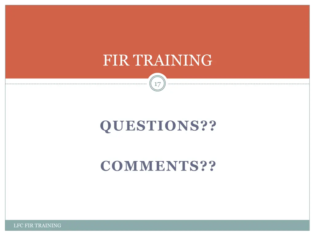 fir training 2