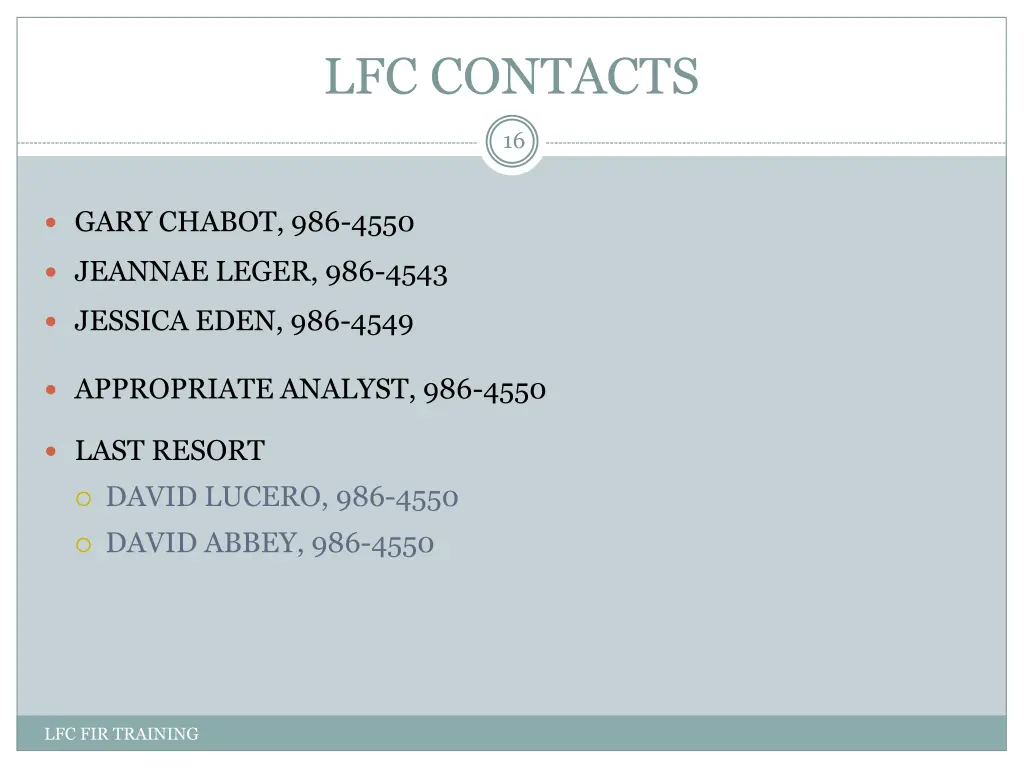 lfc contacts