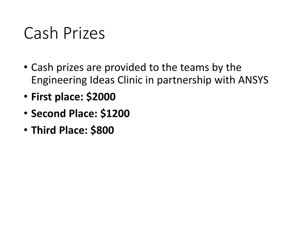 cash prizes