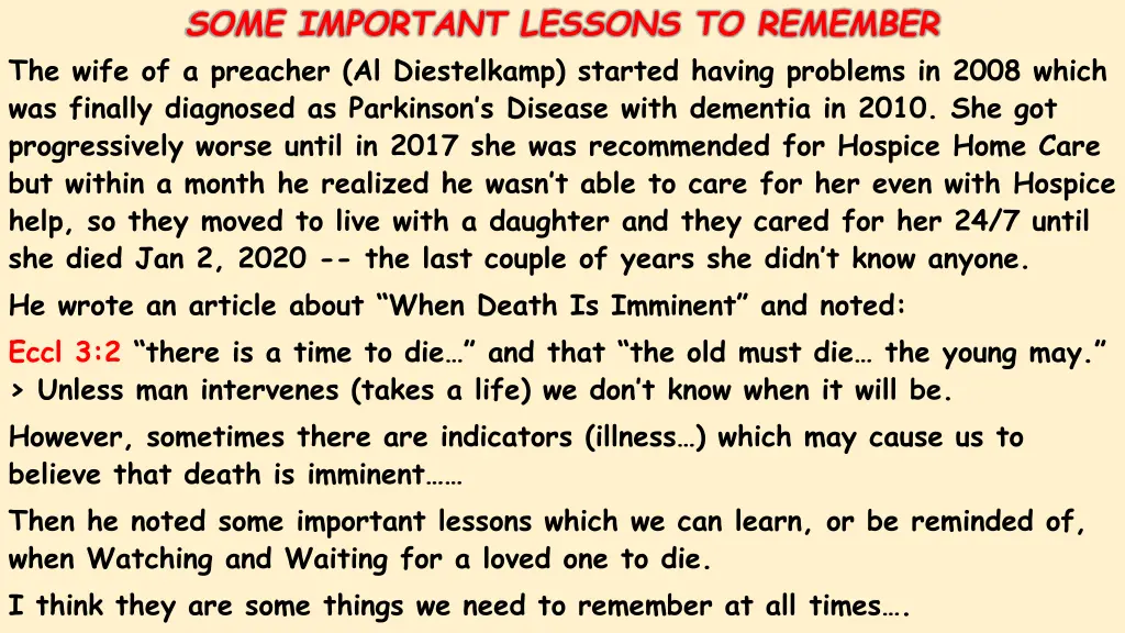 some important lessons to remember