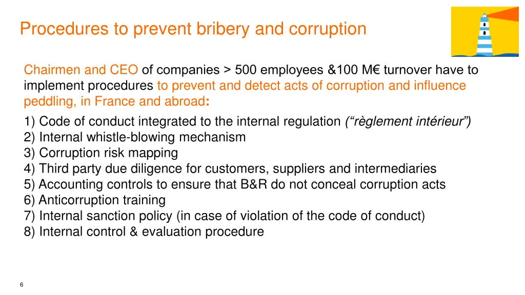 procedures to prevent bribery and corruption
