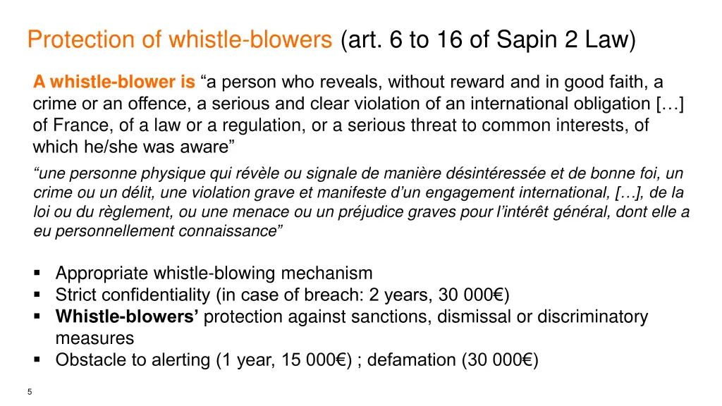 protection of whistle blowers