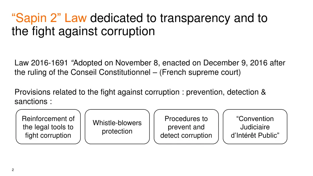 sapin 2 law dedicated to transparency