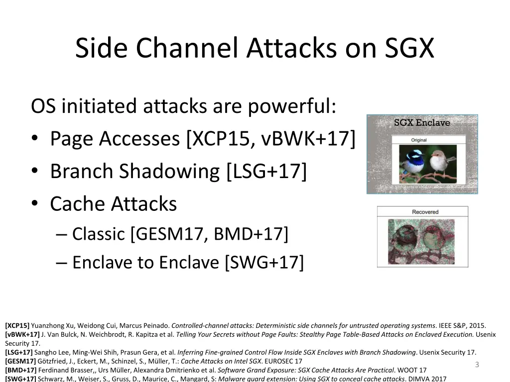 side channel attacks on sgx