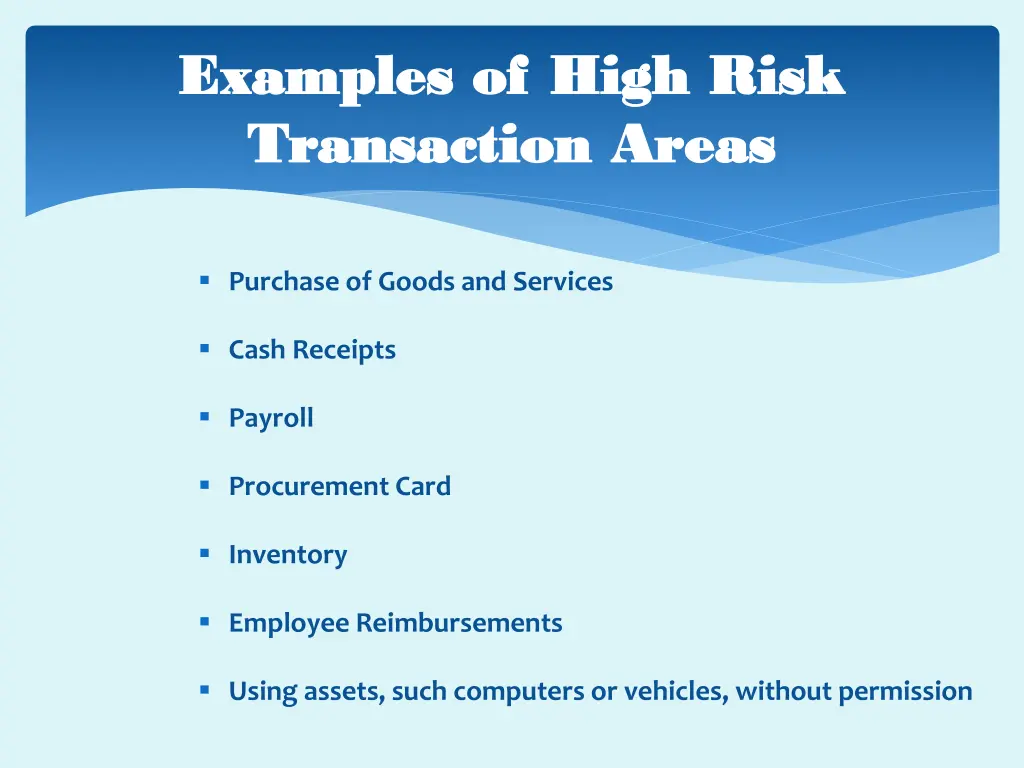 examples of high risk examples of high risk