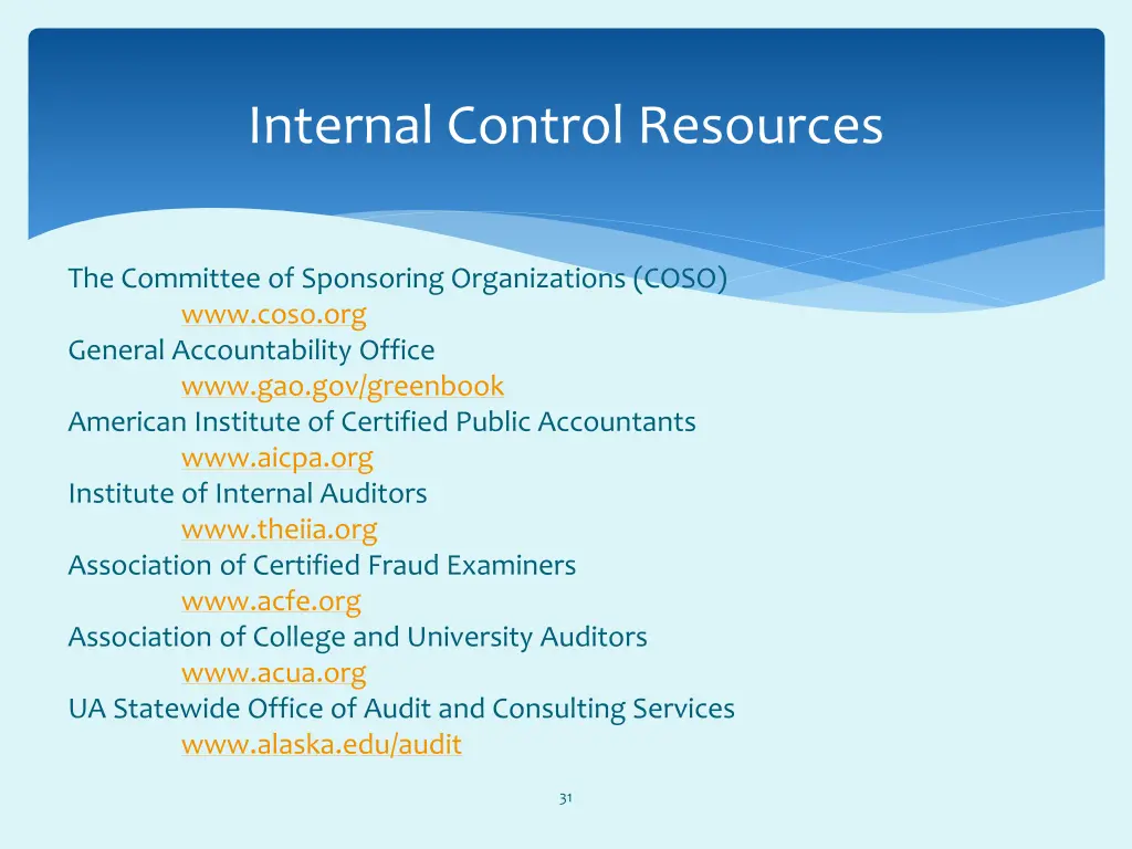 internal control resources