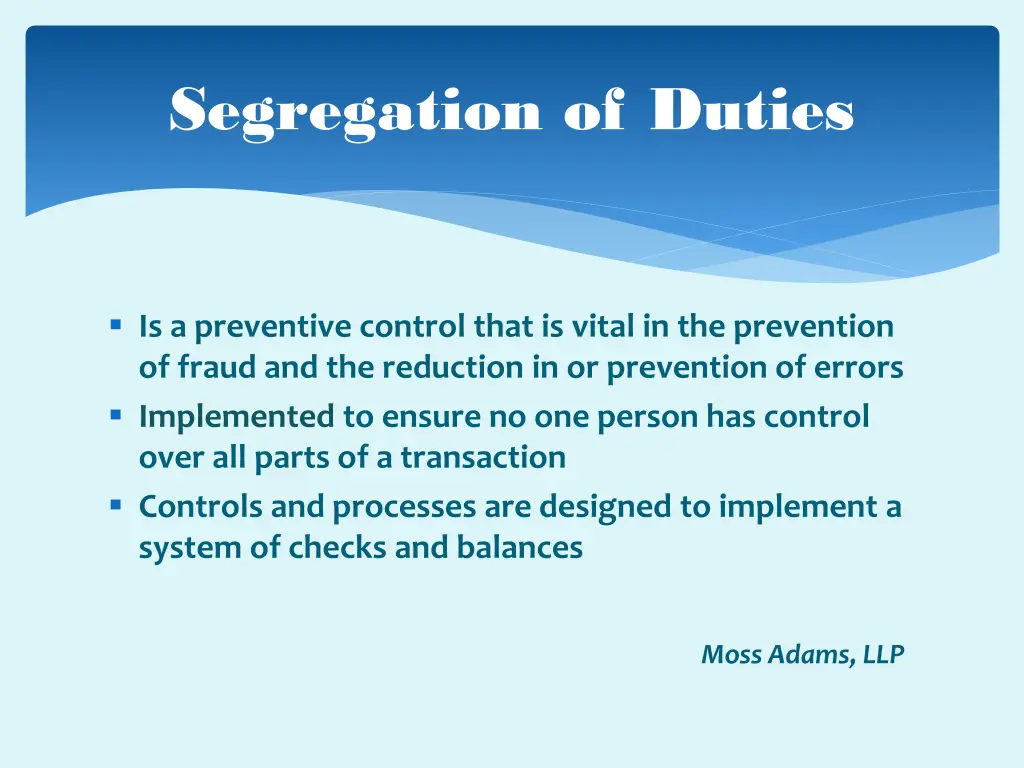 segregation of duties
