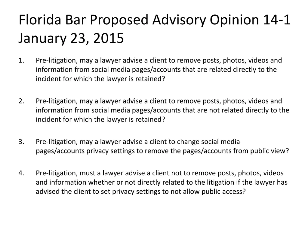 florida bar proposed advisory opinion
