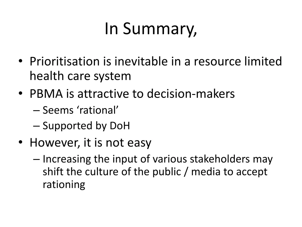 in summary