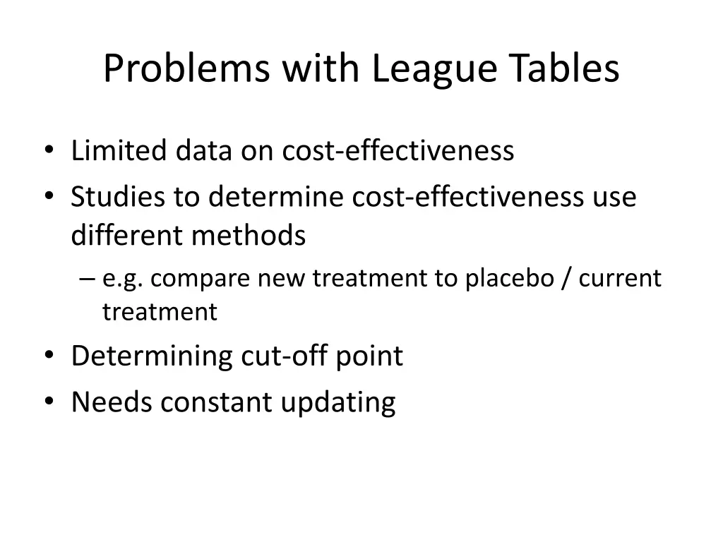 problems with league tables