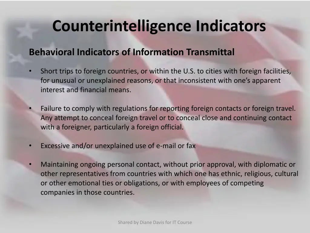 counterintelligence indicators 2