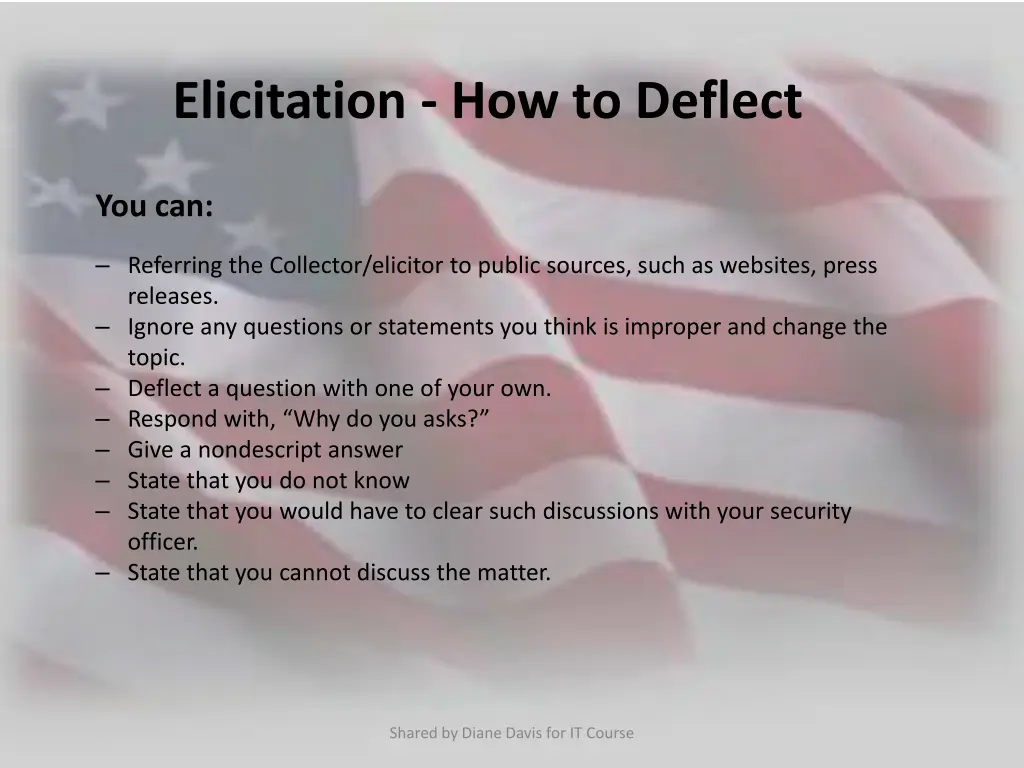elicitation how to deflect