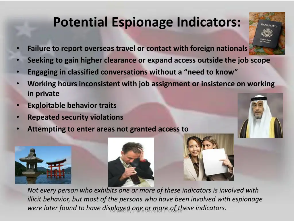 potential espionage indicators