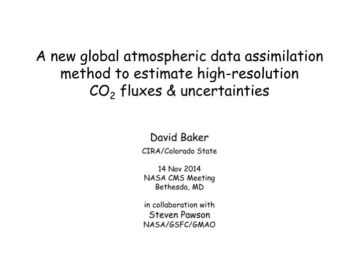 a new global atmospheric data assimilation method