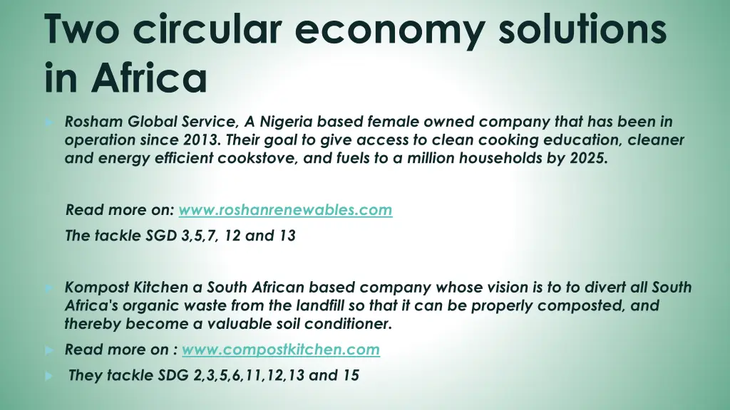 two circular economy solutions in africa
