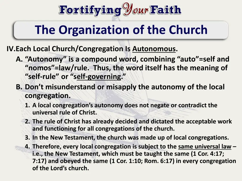 the organization of the church 7