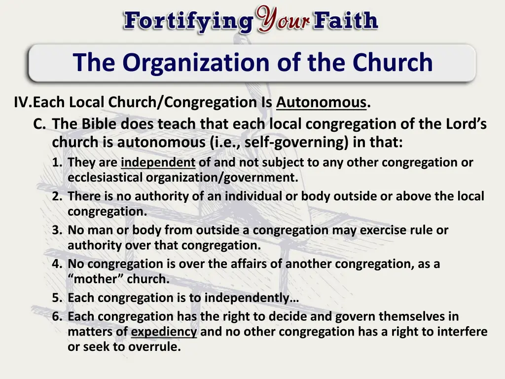 the organization of the church 8