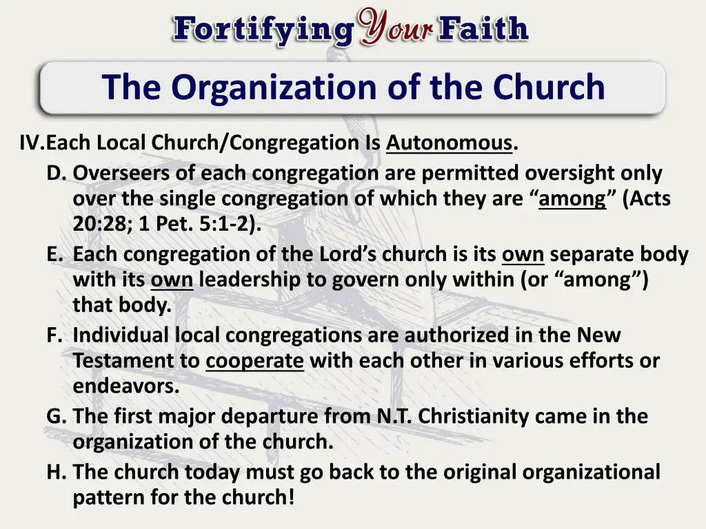 the organization of the church 9