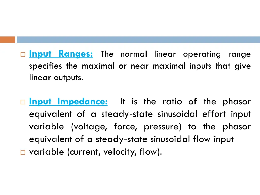 input ranges the normal linear operating range