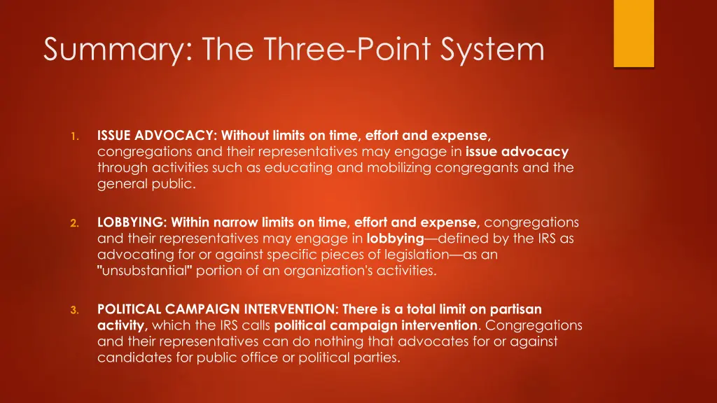 summary the three point system