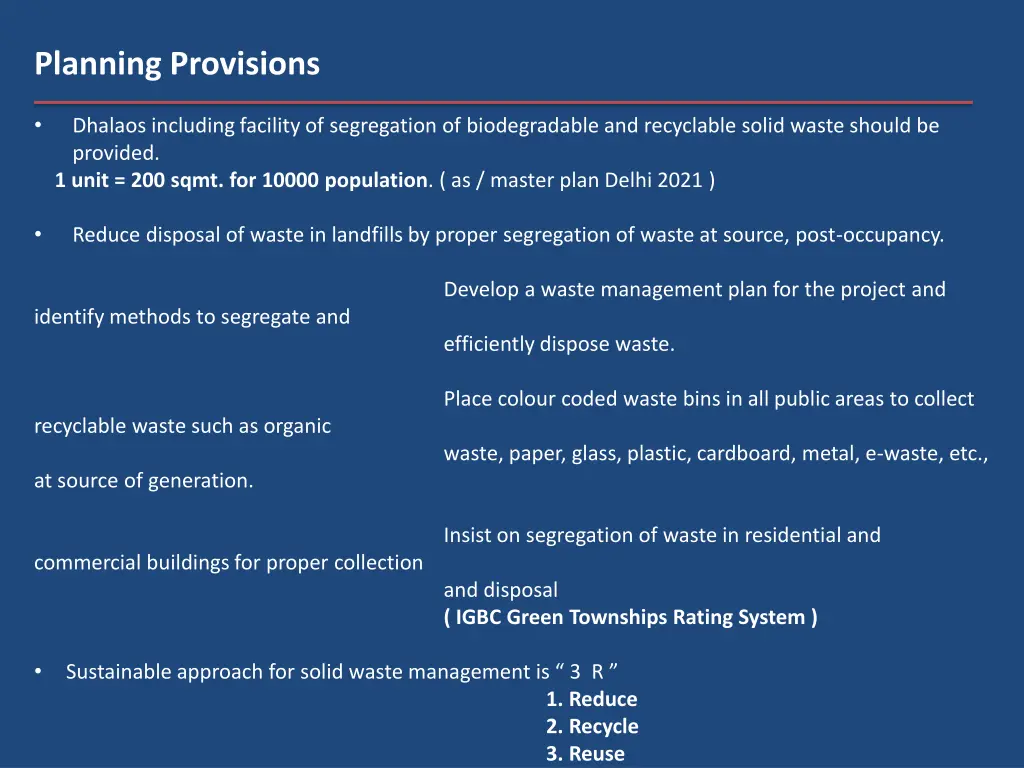 planning provisions