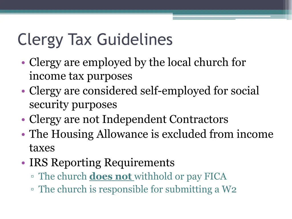 clergy tax guidelines