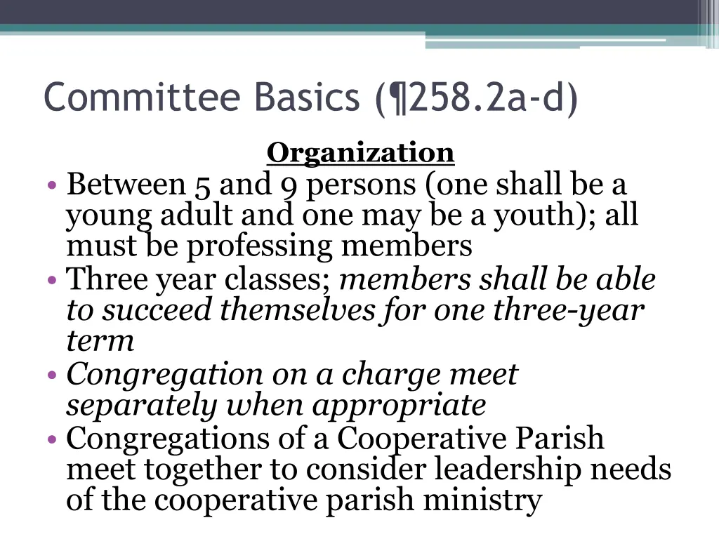 committee basics 258 2a d