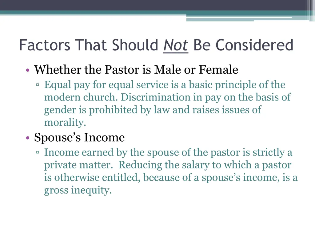 factors that should not be considered