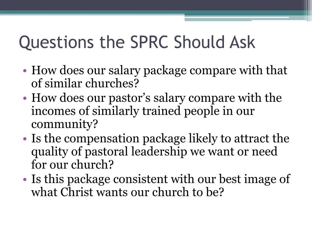 questions the sprc should ask