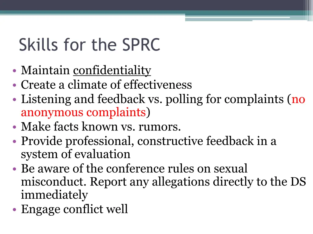 skills for the sprc