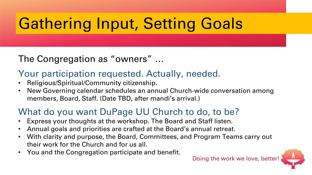 gathering input setting goals