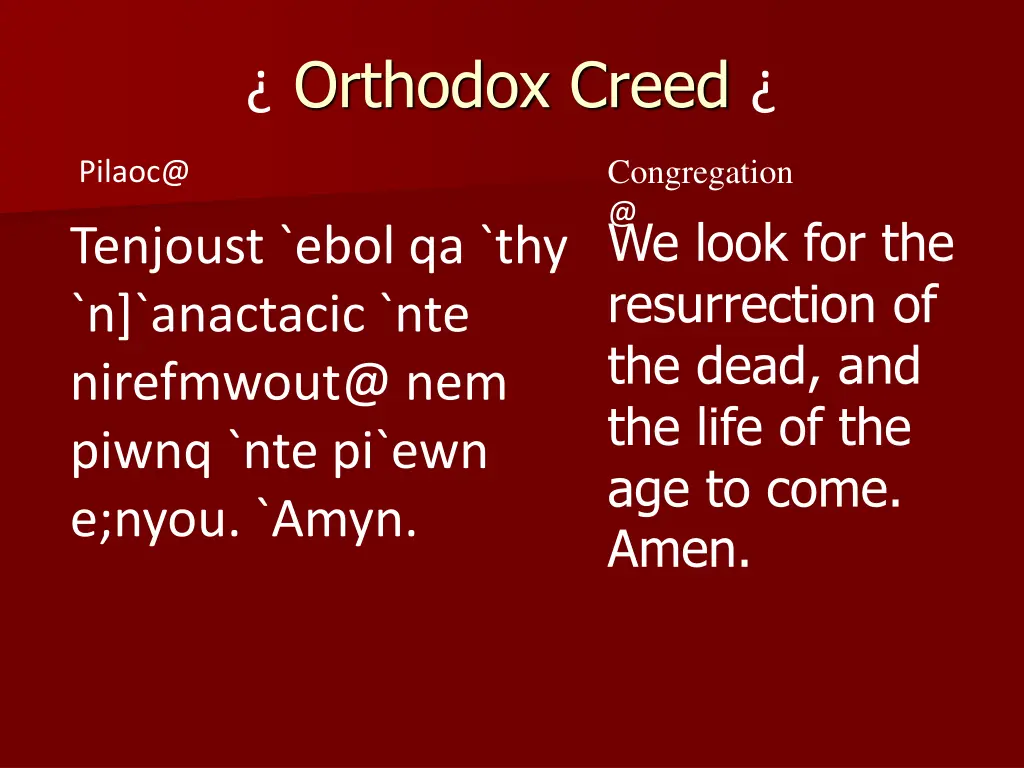 orthodox creed