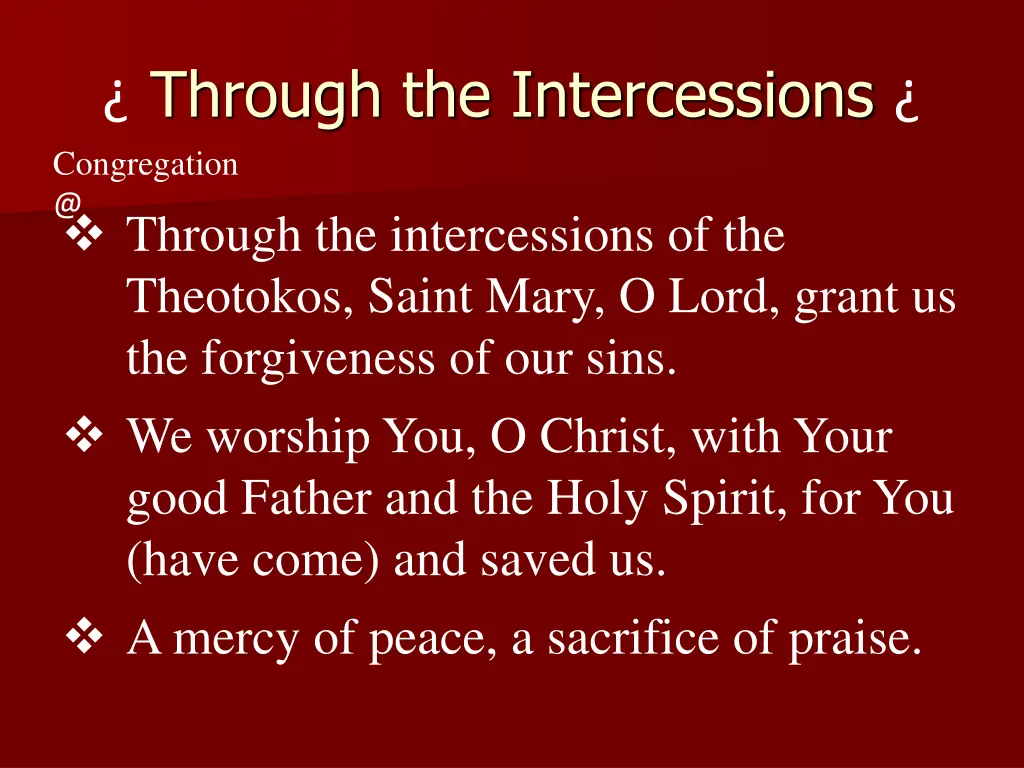 through the intercessions congregation @