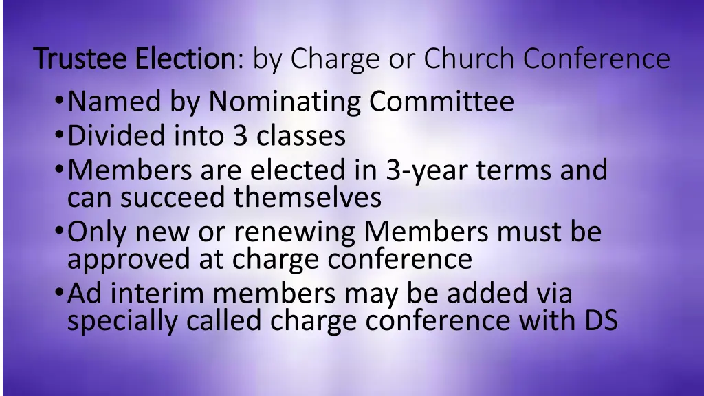 trustee election trustee election by charge