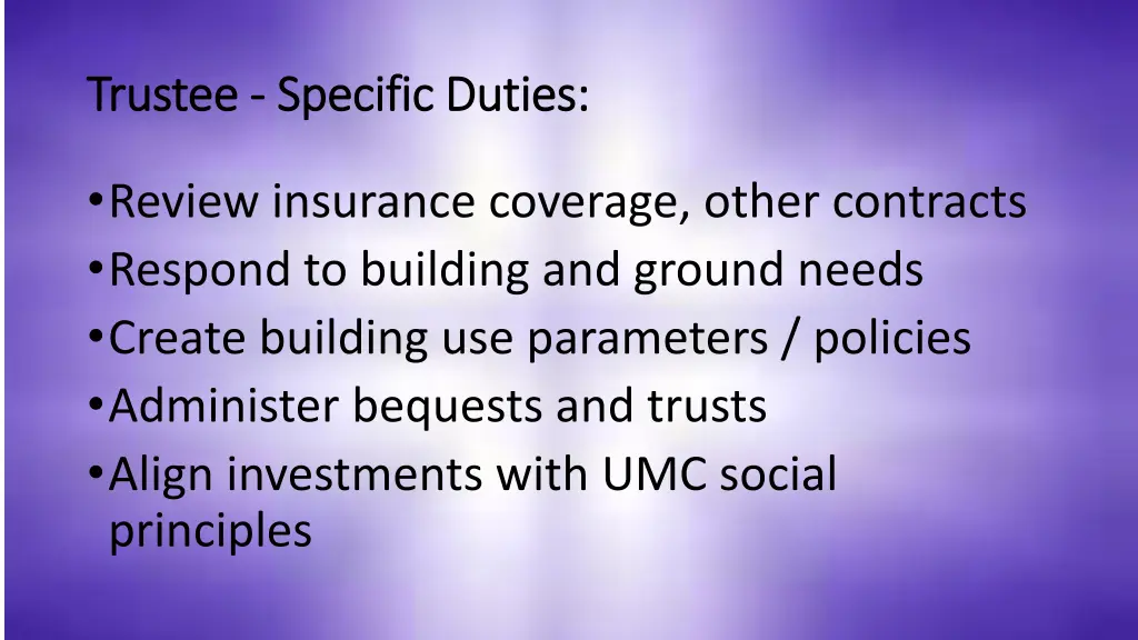 trustee trustee specific duties specific duties