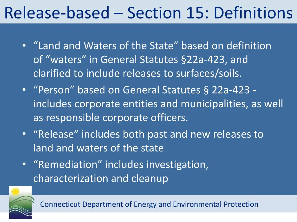 release based section 15 definitions
