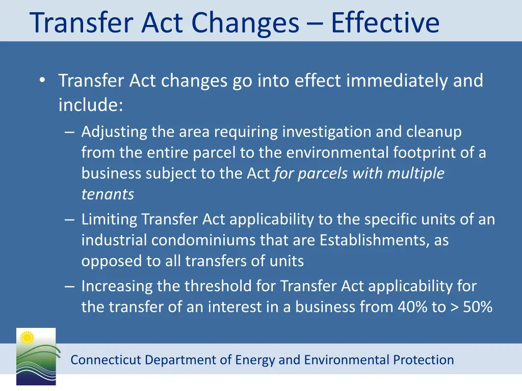 transfer act changes effective