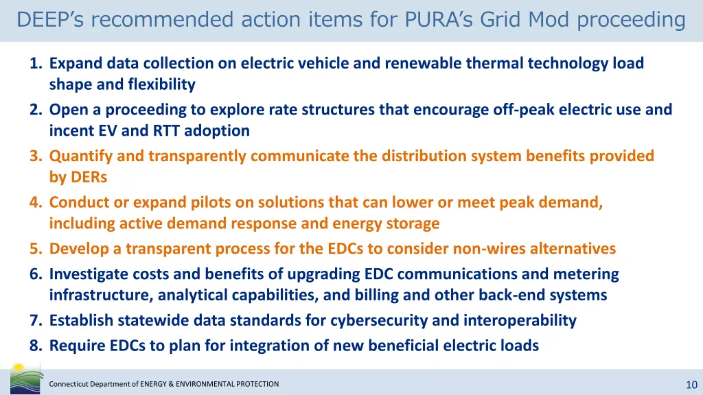 deep s recommended action items for pura s grid
