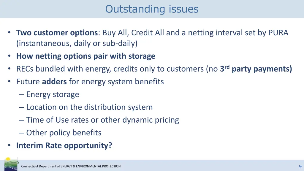 outstanding issues