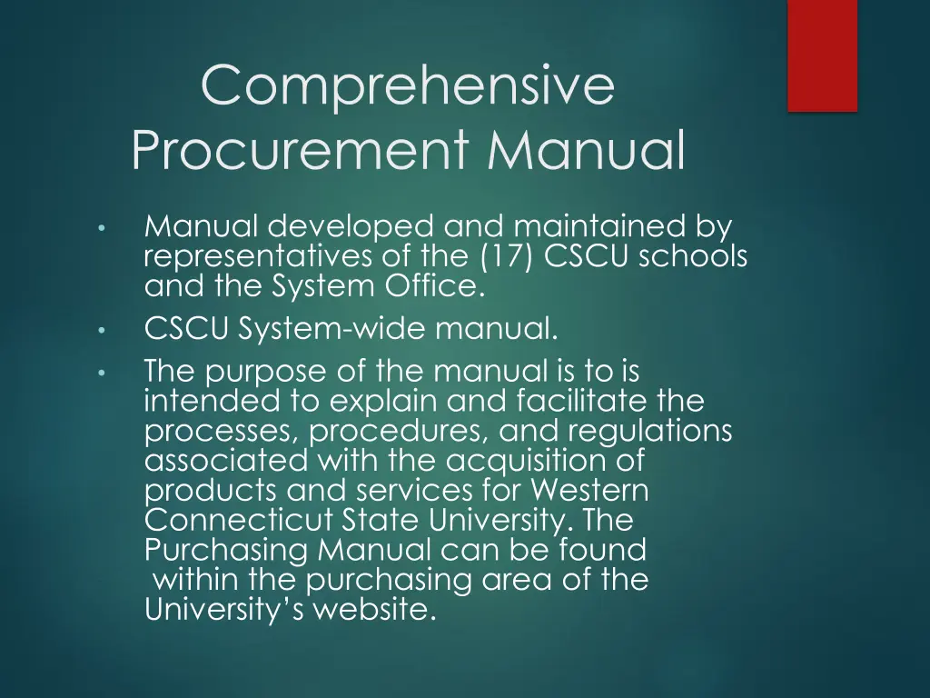 comprehensive procurement manual
