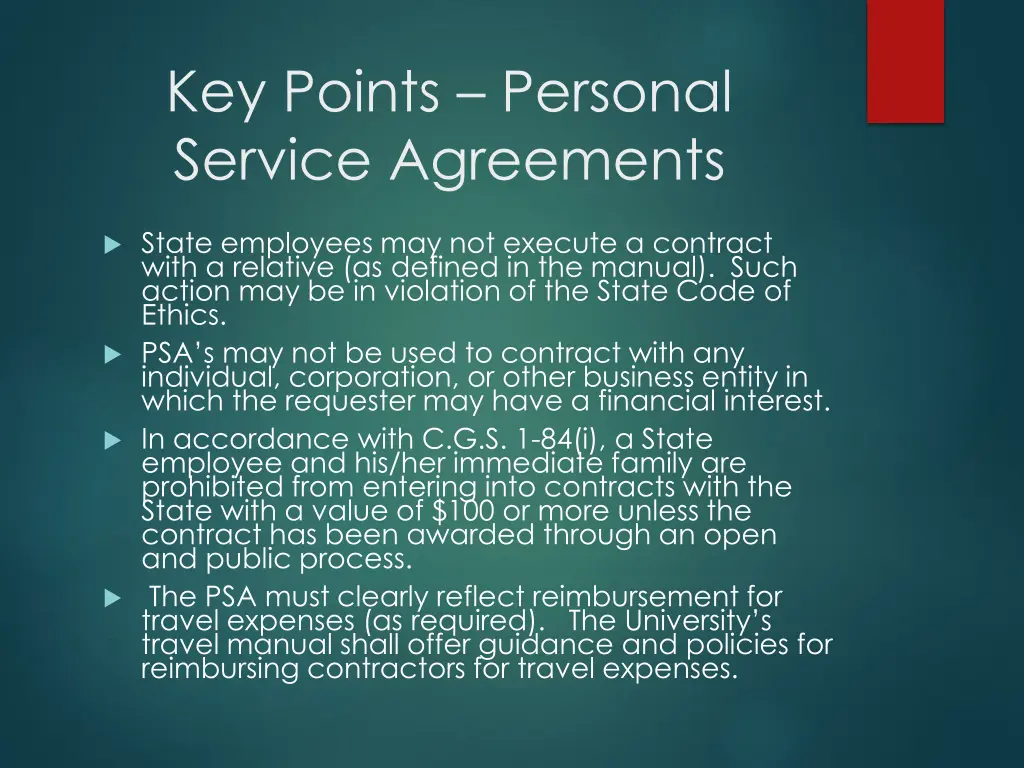 key points personal service agreements 1