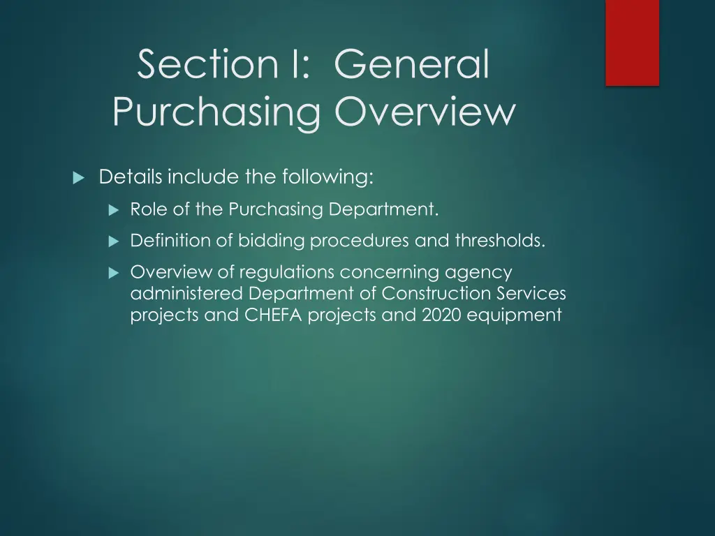 section i general purchasing overview